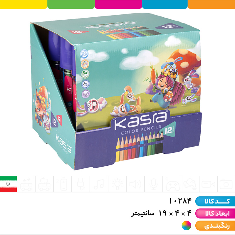 مداد رنگی 12 رنگ لوله ای کسری