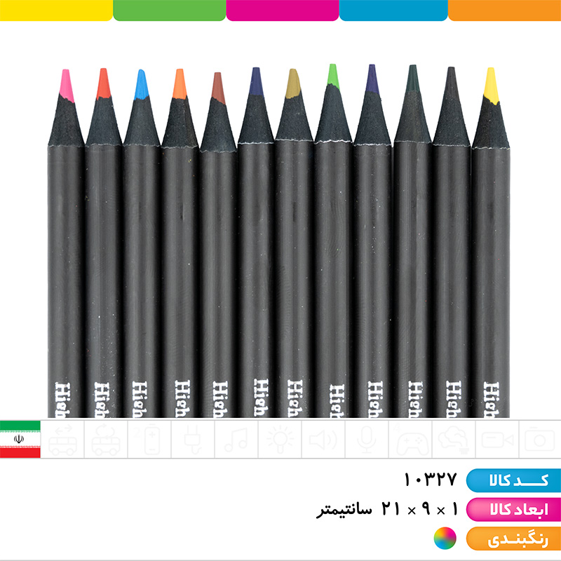 مداد رنگی 12 رنگ وک (چوب مشکی)