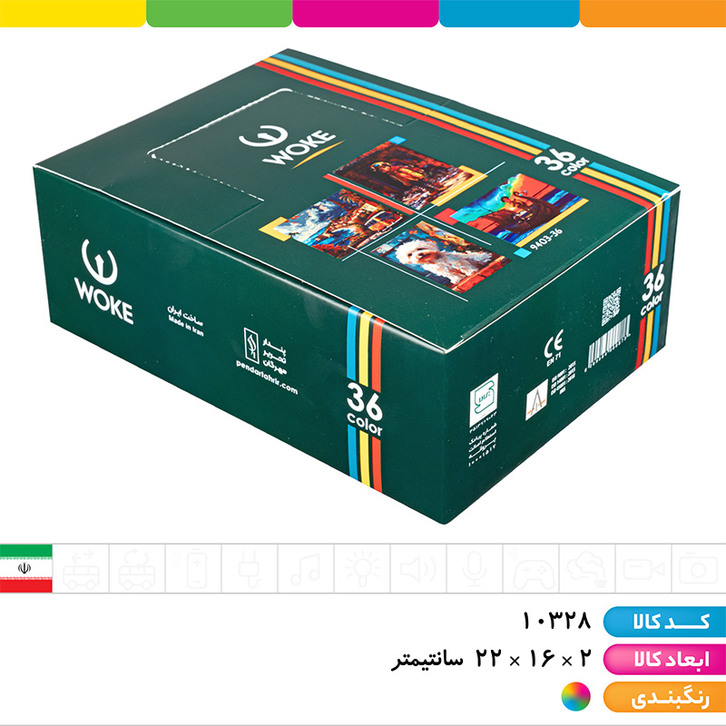 مداد رنگی 36 رنگ شش گوش وک