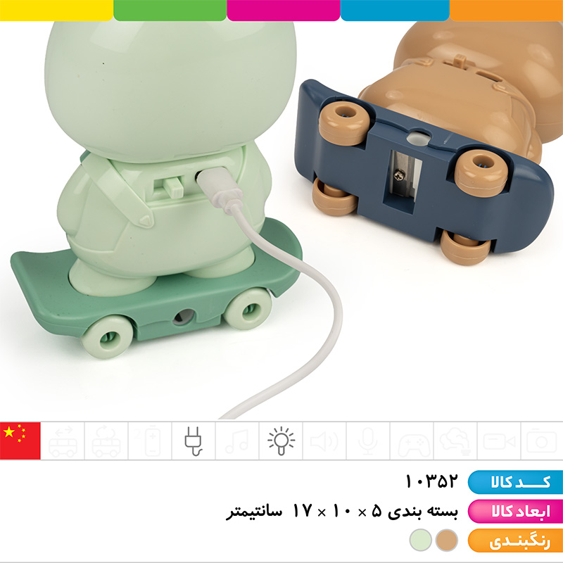 چراغ مطالعه 2 حالته فانتزی لبوبو اسکیت سوار (تراش دار)