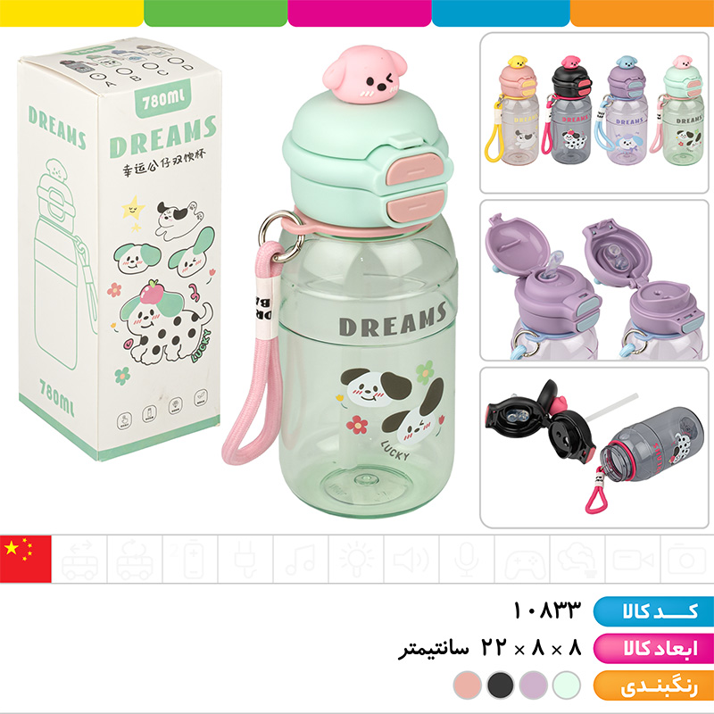 قمقمه 2 حالته نی دار و آسان نوش فانتزی DREAMS