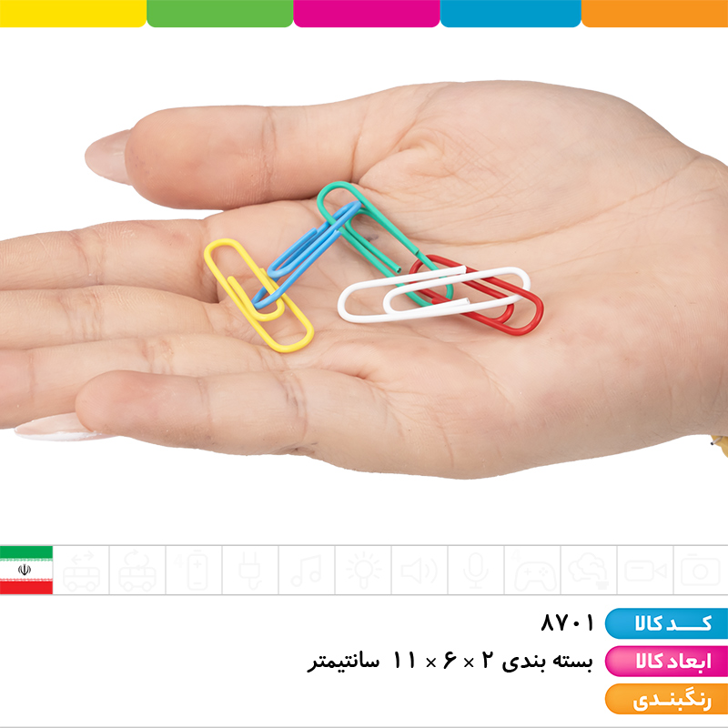 کلیپس 33 میل رنگی کرونا بسته 100 عددی