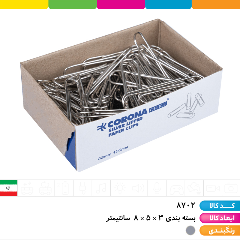 کلیپس 43 میل کرونا بسته 100 عددی