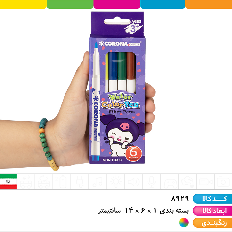 ماژیک 6 رنگ مقوایی کرونا