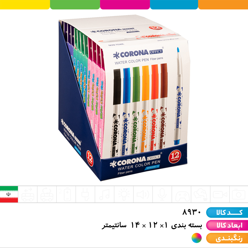 ماژیک 12 رنگ مقوایی کرونا