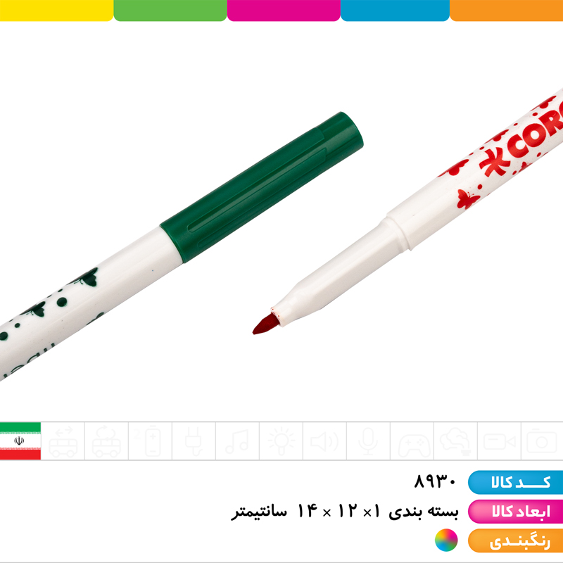 ماژیک 12 رنگ مقوایی کرونا