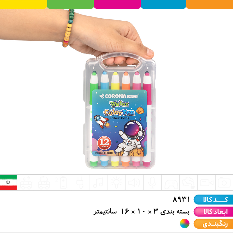 ماژیک 12 رنگ سر پهن طلقی کرونا
