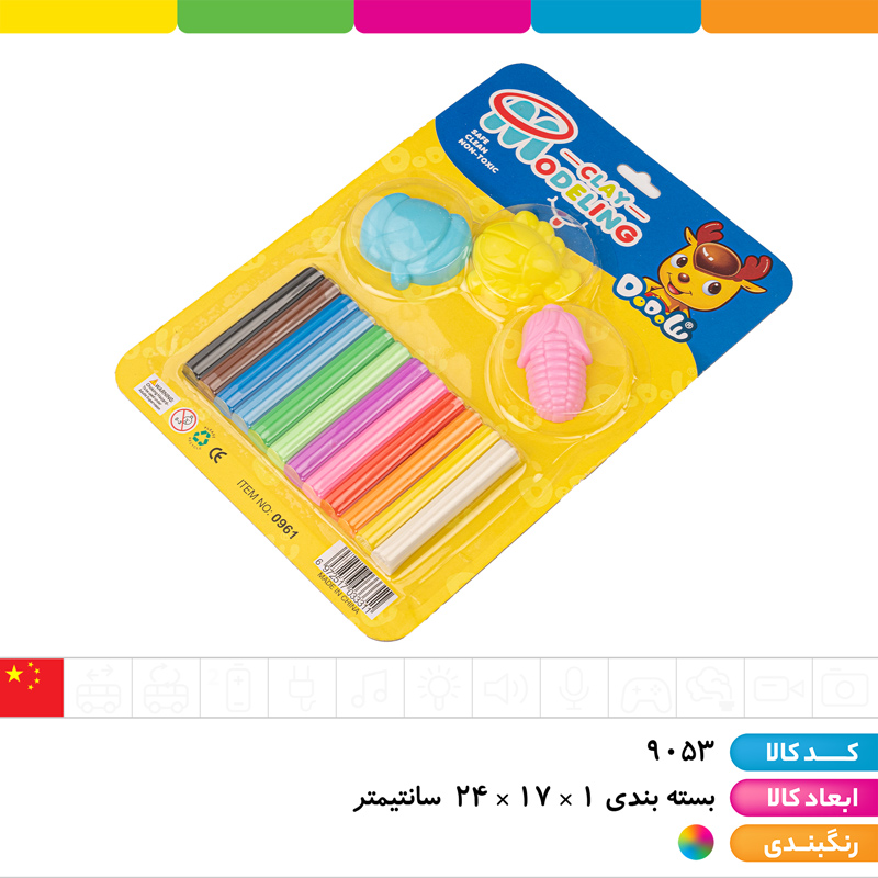 خمیر بازی روکارتی 12 رنگ با 3 قالب