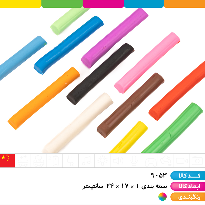 خمیر بازی روکارتی 12 رنگ با 3 قالب