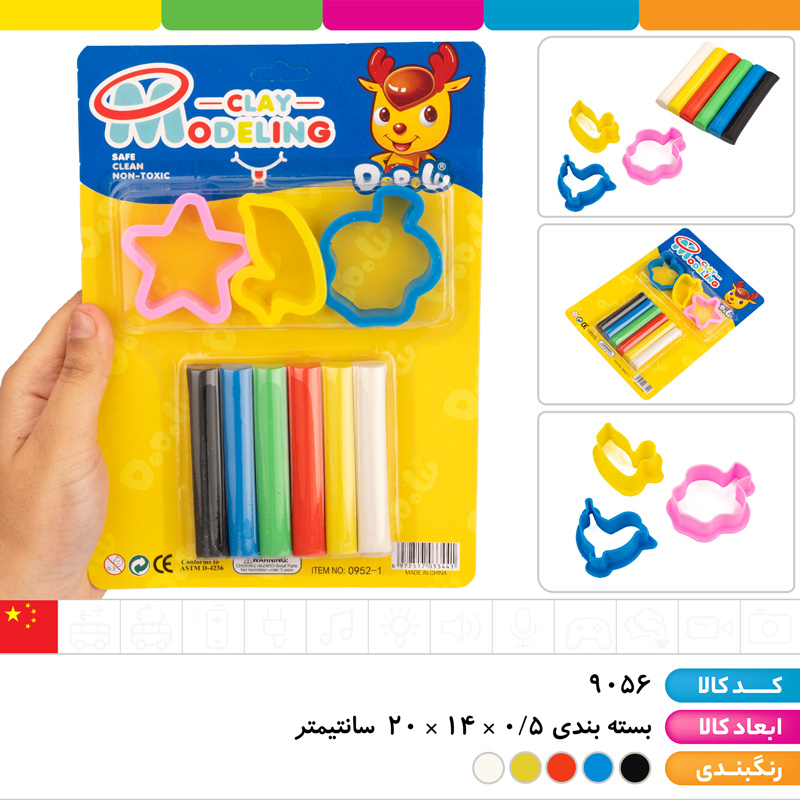 خمیر بازی روکارتی 6 رنگ با 3 قالب