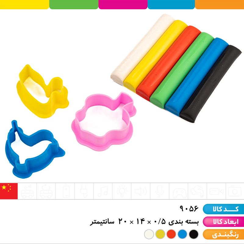 خمیر بازی روکارتی 6 رنگ با 3 قالب