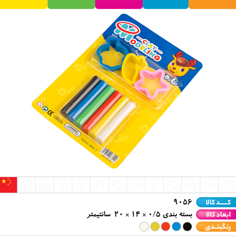 خمیر بازی روکارتی 6 رنگ با 3 قالب