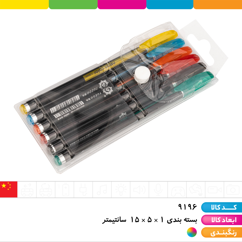 خودکار رنگی اکلیلی نئونی (neon color) 6 رنگ