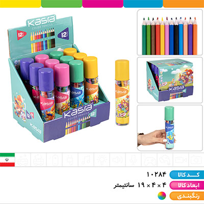 مداد رنگی 12 رنگ لوله ای کسری