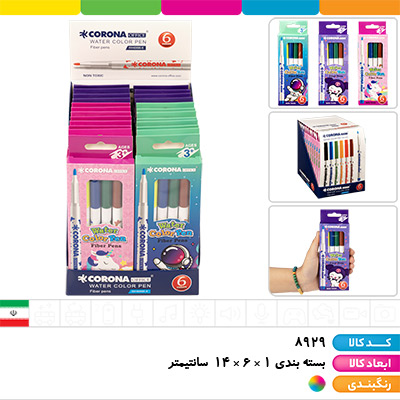 ماژیک 6 رنگ مقوایی کرونا