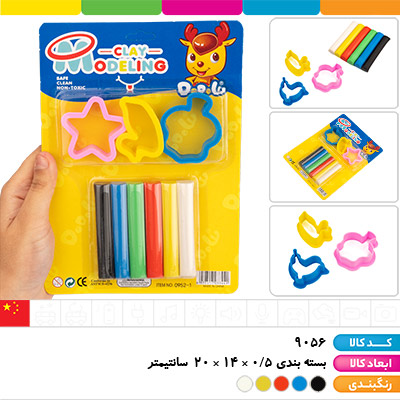 خمیر بازی 6 رنگ روکارتی با 3 قالب