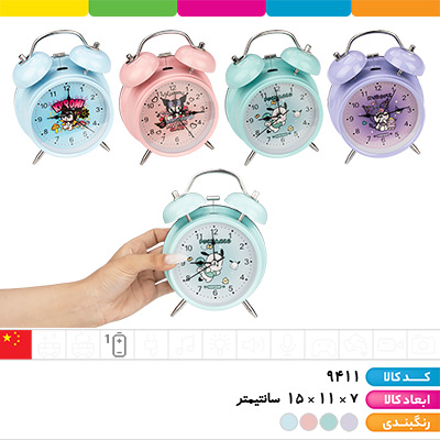 ساعت رومیزی زنگ دار کرومی و دوستان (فلزی)